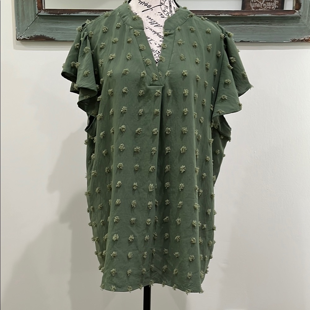 Green Textured Women's Tunic
